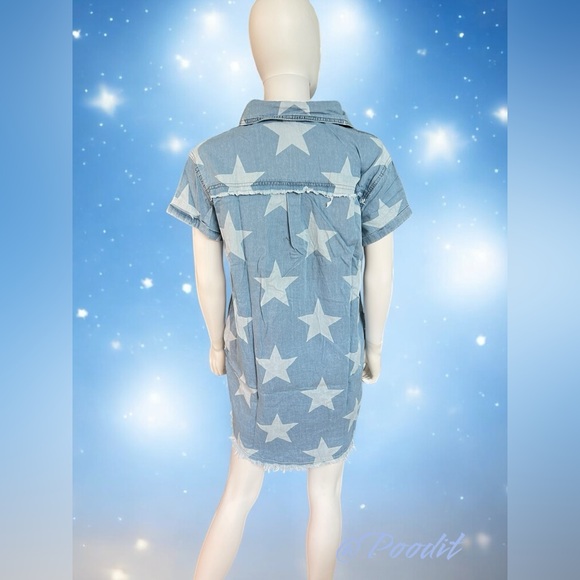 POODIT Super cute button front star dress S M XL - Picture 7 of 9